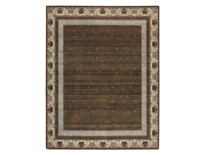 Brown 8'0" x 10'3" Khotan and Samarkand Hand knotted Wool Rug - Sku: O075889
