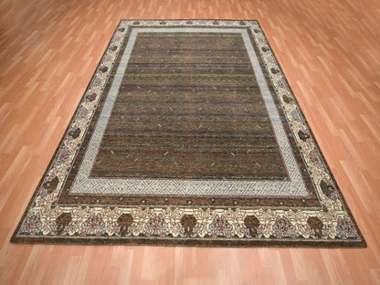 Brown 8'0" x 10'3" Khotan and Samarkand Hand knotted Wool Rug - Sku: O075889
