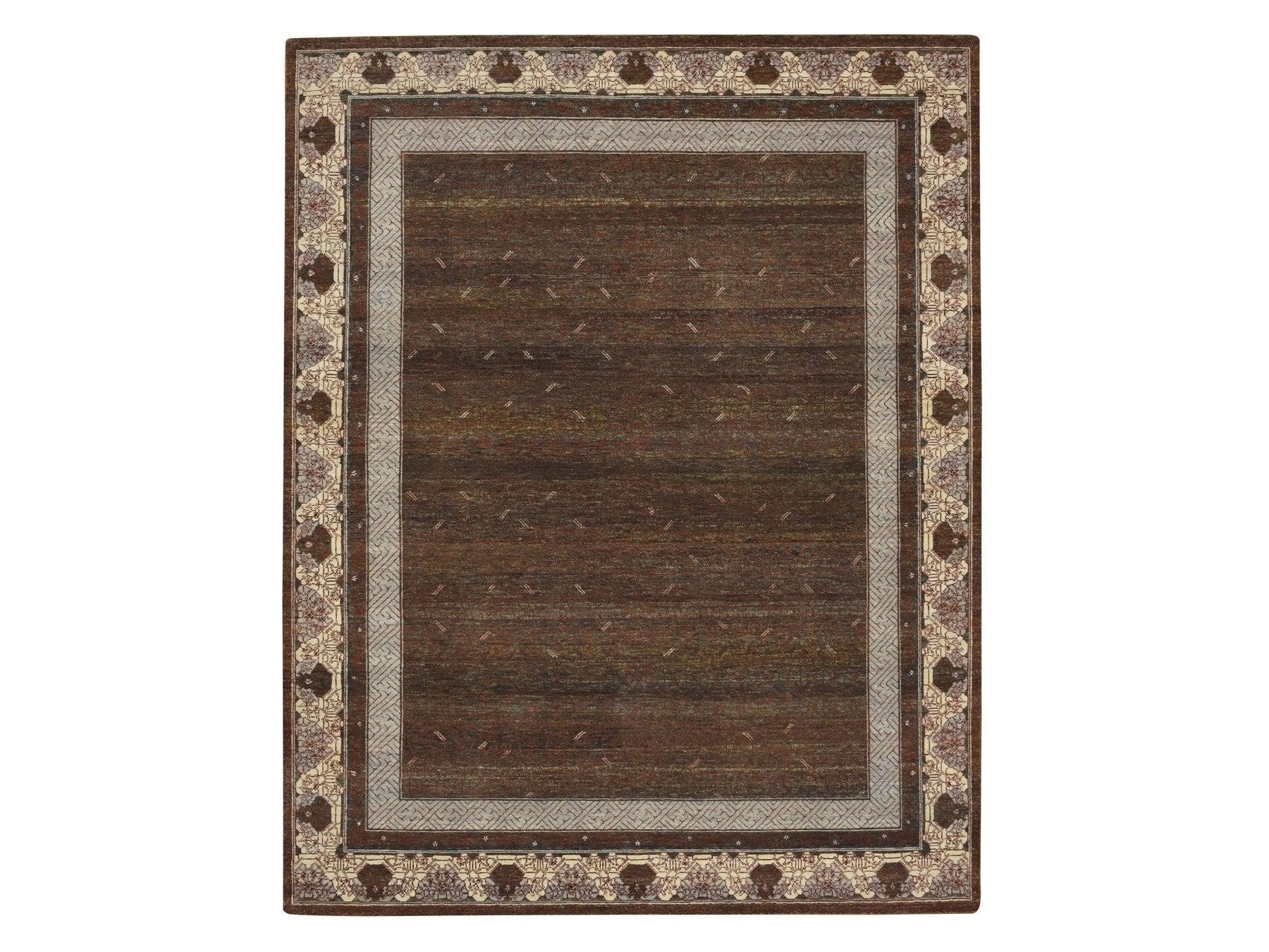 Brown 8'0" x 10'1" Khotan and Samarkand Hand knotted Wool Rug - Sku: O075890