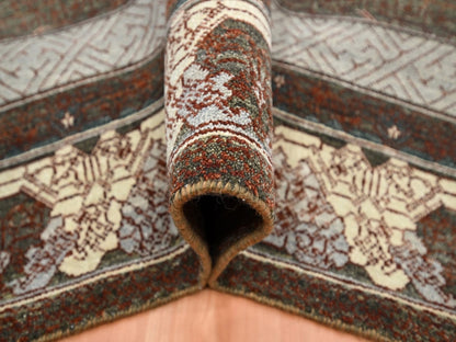 Brown 8'0" x 10'1" Khotan and Samarkand Hand knotted Wool Rug - Sku: O075890