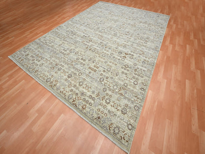 Beige 8'11" x 11'11" Fine Oriental Hand knotted Wool Rug - Sku: O075891
