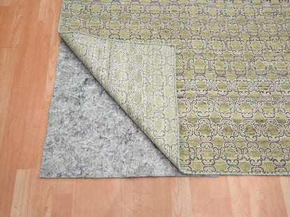 Green 9'1" x 12'1" Khotan and Samarkand Hand knotted Wool Rug - Sku: O075892