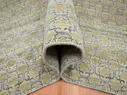 Green 9'1" x 12'1" Khotan and Samarkand Hand knotted Wool Rug - Sku: O075892