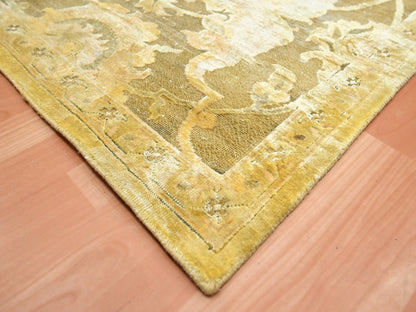 Silk hand-knotted silk rug in Yellow, 8'11" x 12'3" — SKU O075893 (view 6)