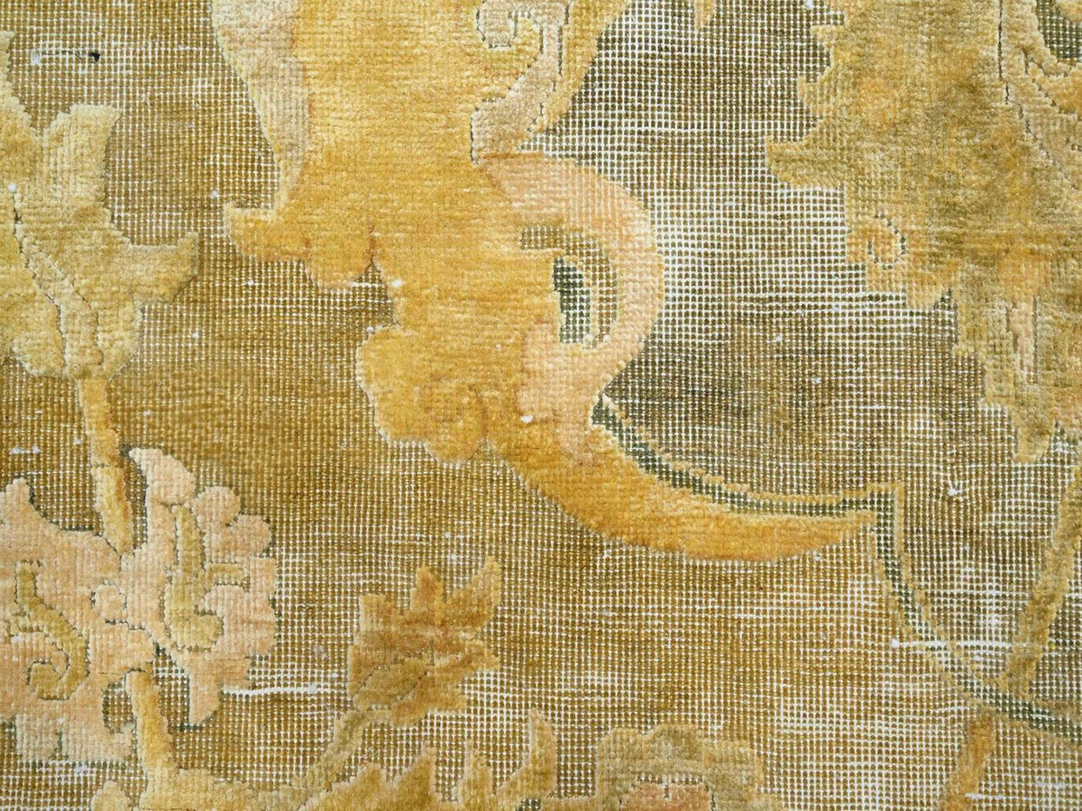 Silk hand-knotted silk rug in Yellow, 8'11" x 12'3" — SKU O075893 (view 8)
