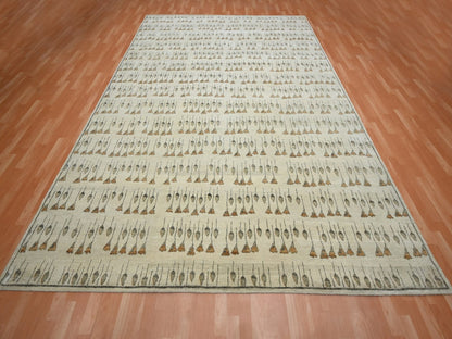 Brown 9'1" x 12'4" Modern and Contemporary Hand knotted Wool Rug - Sku: O075894