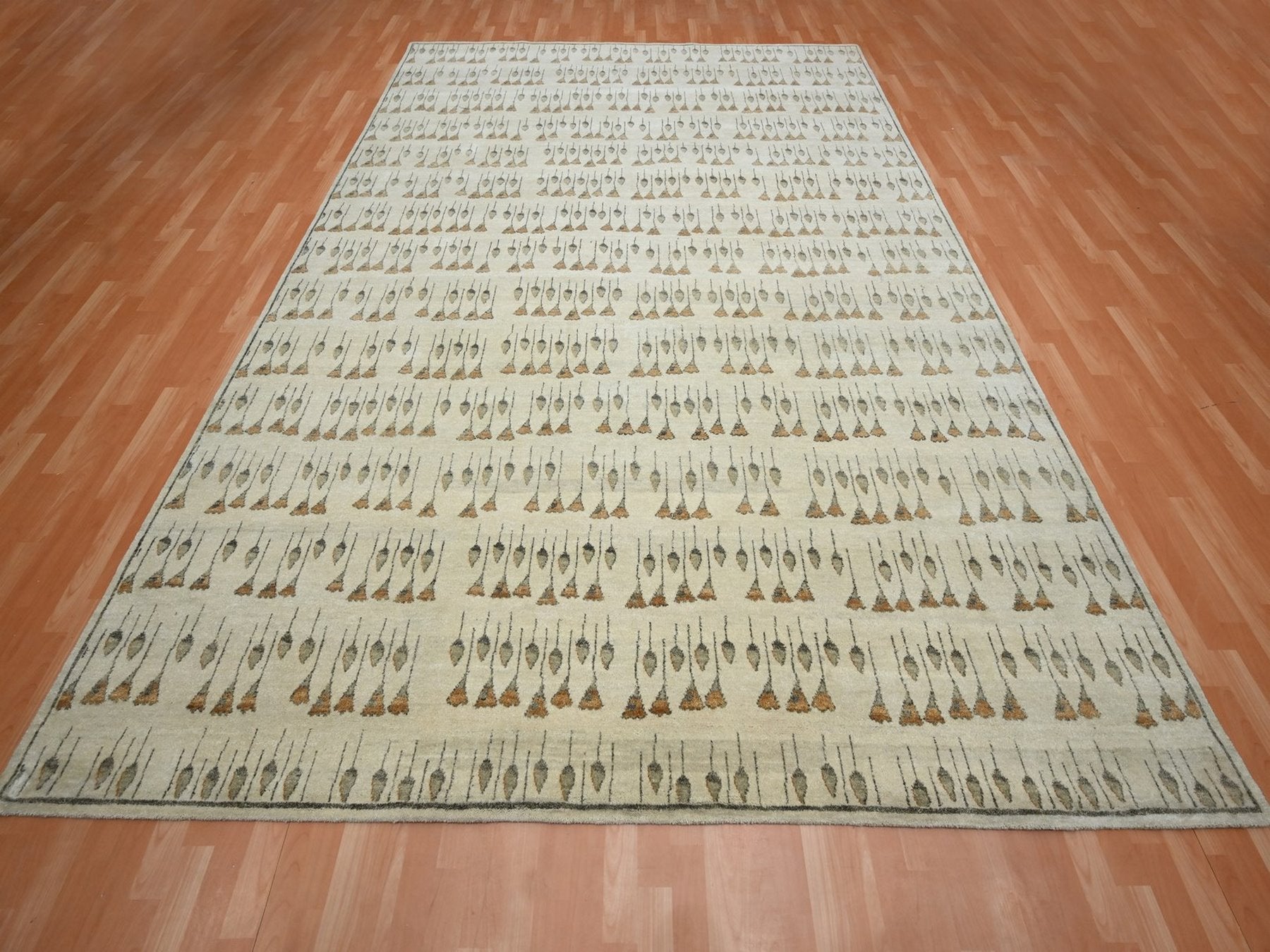 Brown 9'1" x 12'4" Modern and Contemporary Hand knotted Wool Rug - Sku: O075894