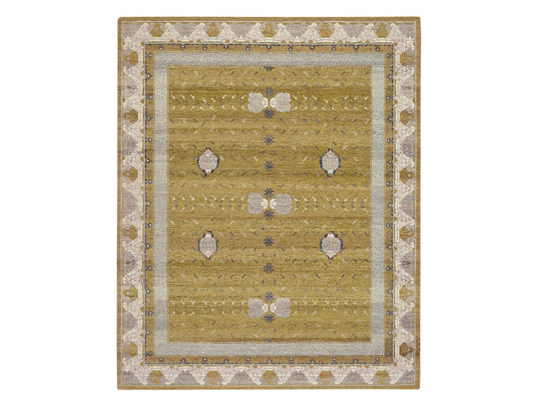 Yellow 8'1" x 10'1" Khotan and Samarkand Hand knotted Wool Rug - Sku: O075895