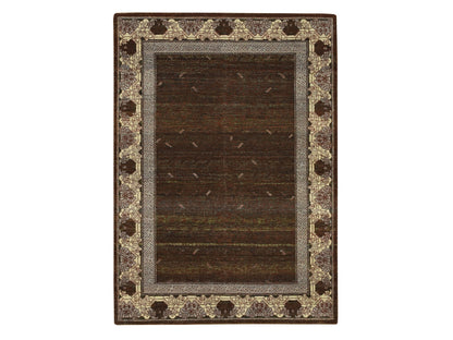 Brown 5'2" x 7'3" Khotan and Samarkand Hand knotted Wool Rug - Sku: O075896