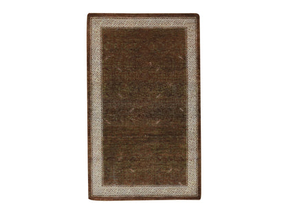 Khotan Khotan hand-knotted wool rug in Brown & Ivory, 3'2" x 5'2" — SKU O075898