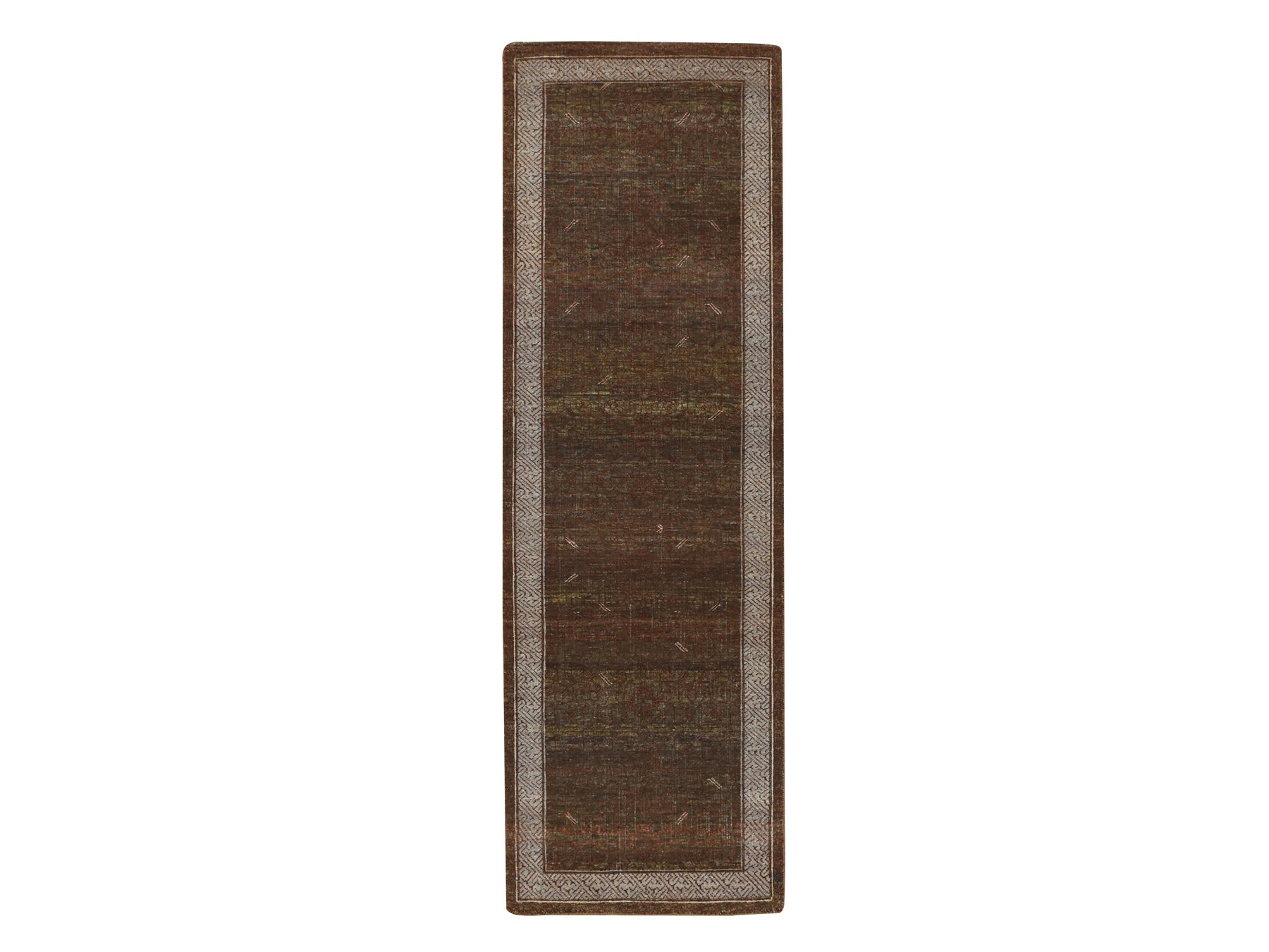 Brown 2'7" x 8'2" Khotan and Samarkand Hand knotted Wool Rug - Sku: O075899