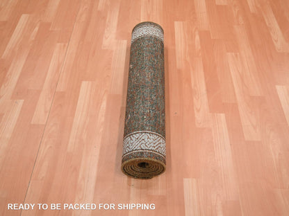 Brown 2'7" x 8'2" Khotan and Samarkand Hand knotted Wool Rug - Sku: O075899