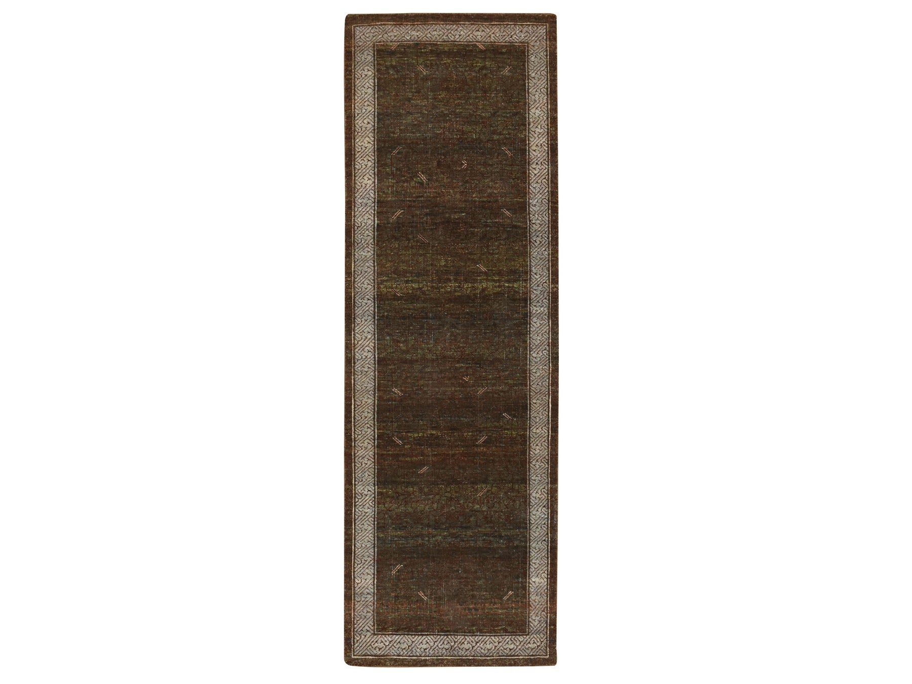 Brown 2'7" x 8'2" Khotan and Samarkand Hand knotted Wool Rug - Sku: O075900