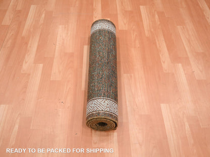 Brown 2'7" x 8'2" Khotan and Samarkand Hand knotted Wool Rug - Sku: O075900