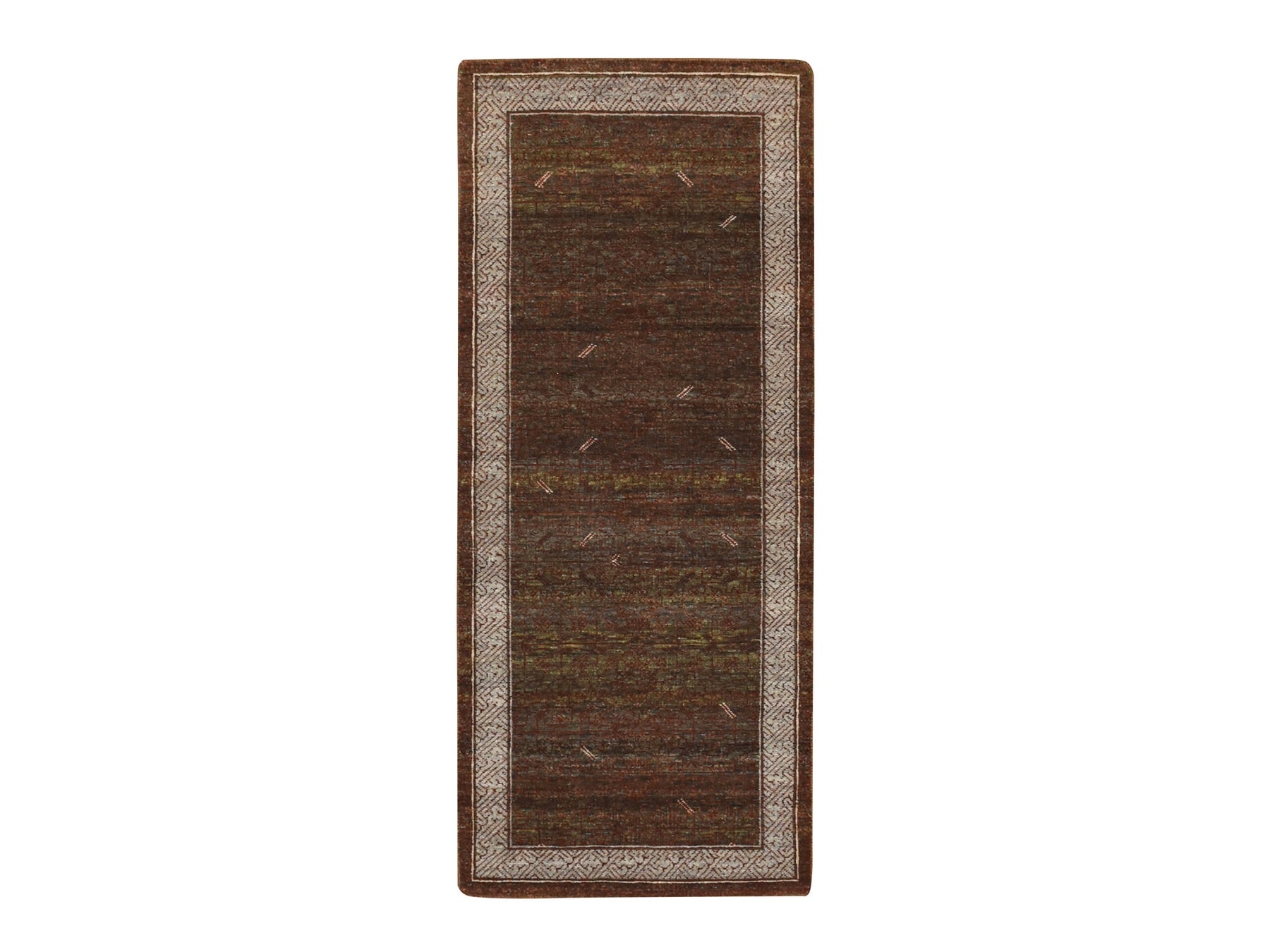 Brown 2'6" x 6'0" Khotan and Samarkand Hand knotted Wool Rug - Sku: O075902