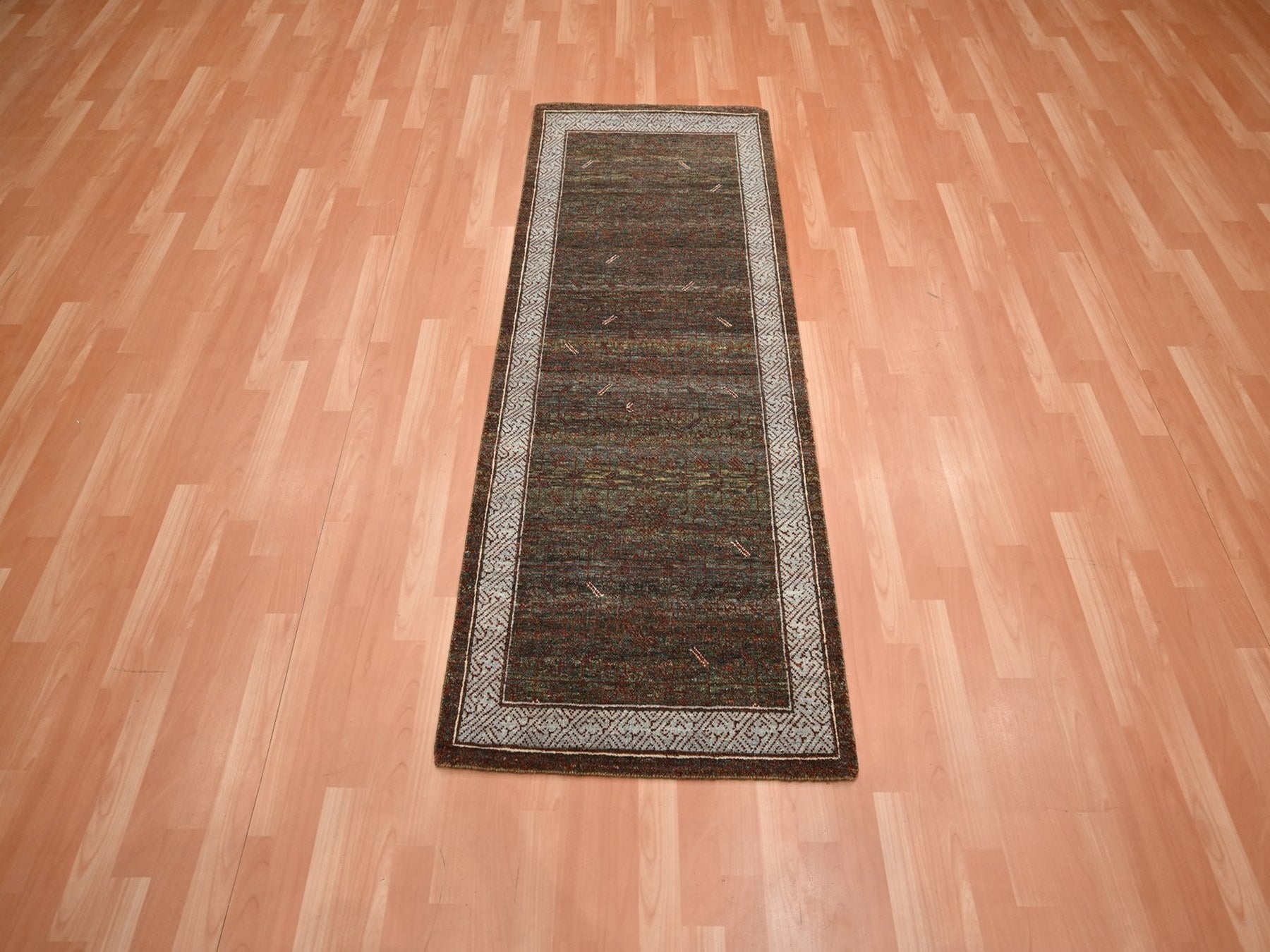 Brown 2'6" x 6'0" Khotan and Samarkand Hand knotted Wool Rug - Sku: O075902