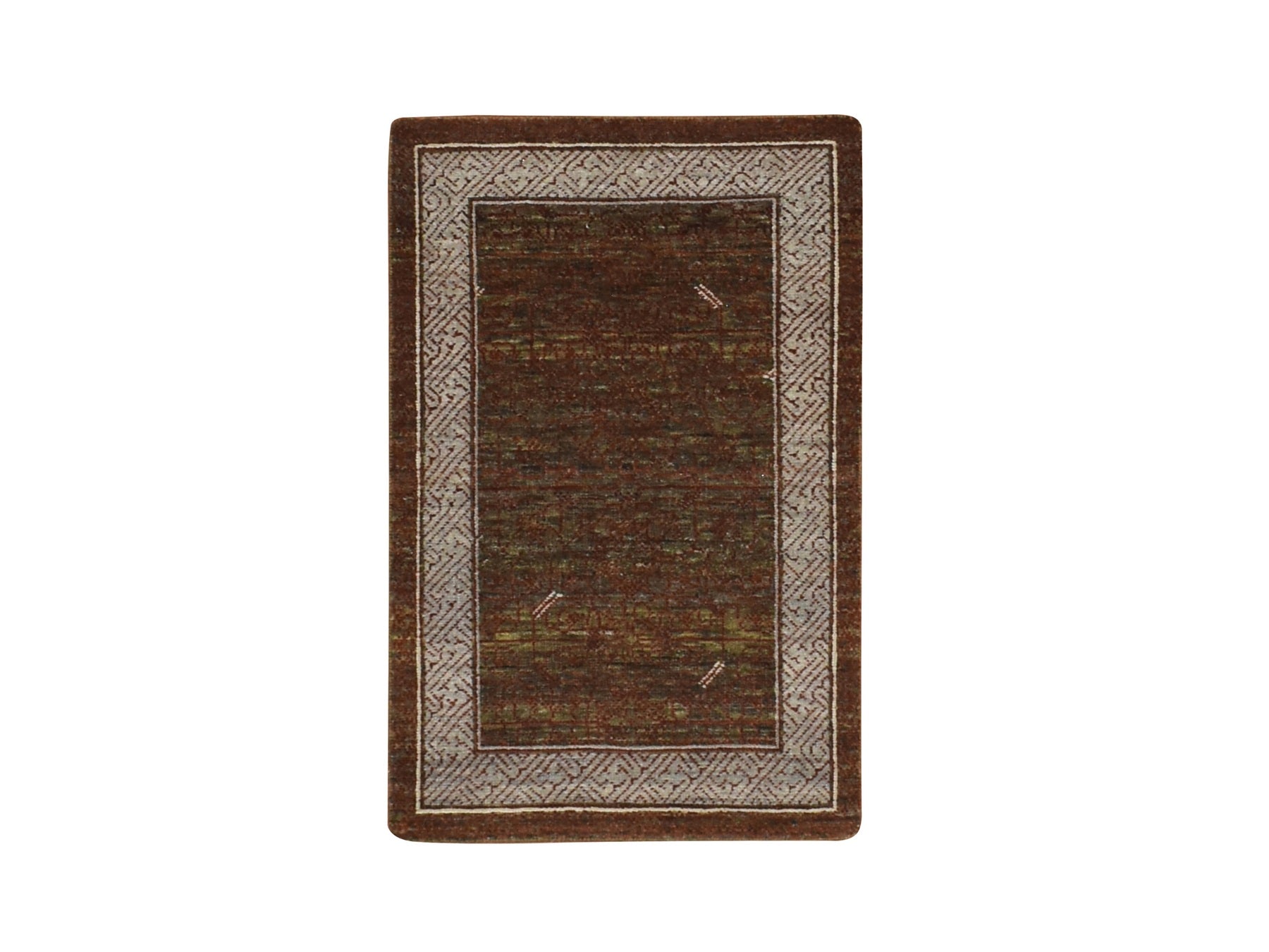 Brown 2'0" x 3'2" Khotan and Samarkand Hand knotted Wool Rug - Sku: O075903