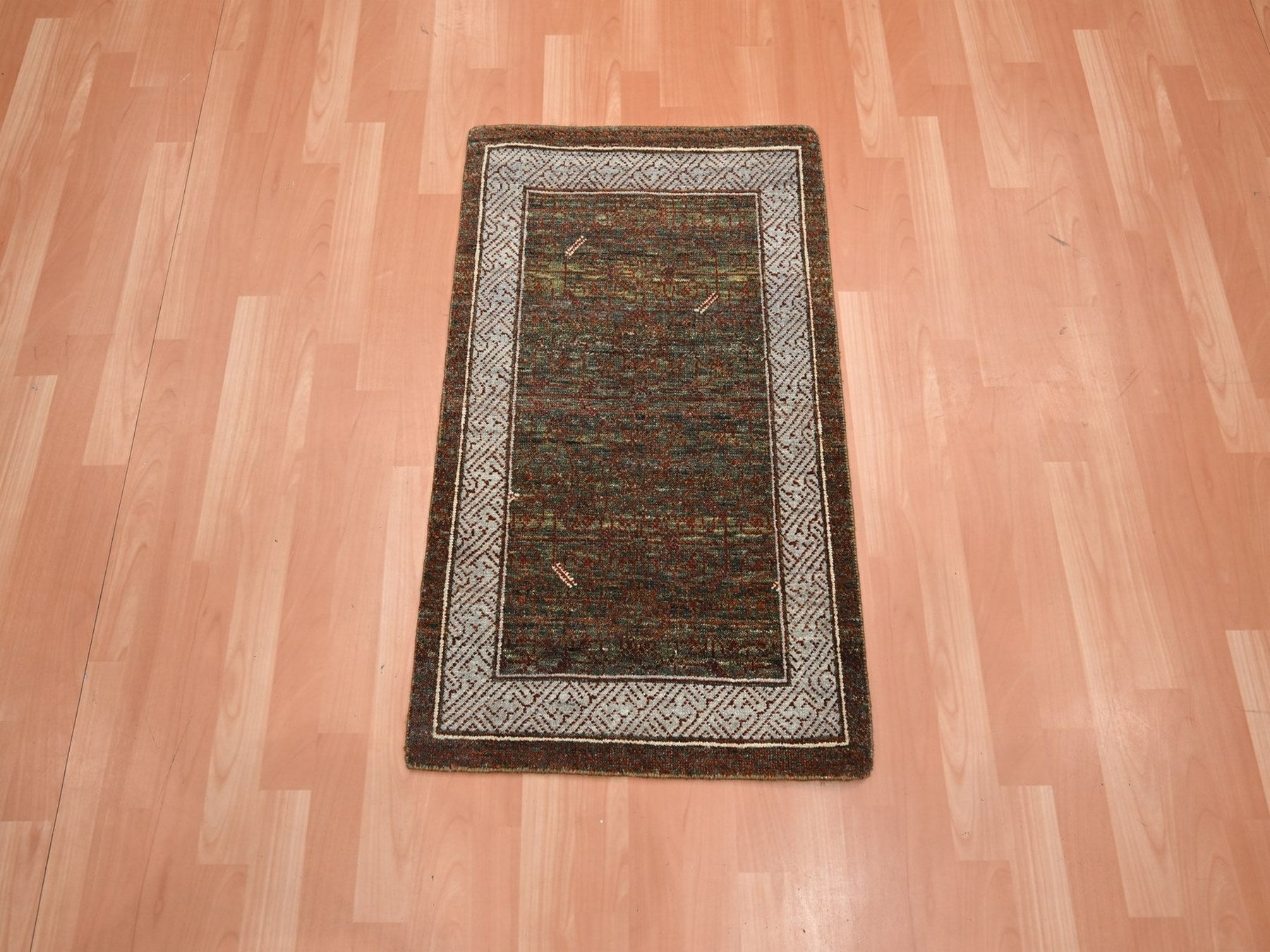 Brown 2'0" x 3'2" Khotan and Samarkand Hand knotted Wool Rug - Sku: O075903