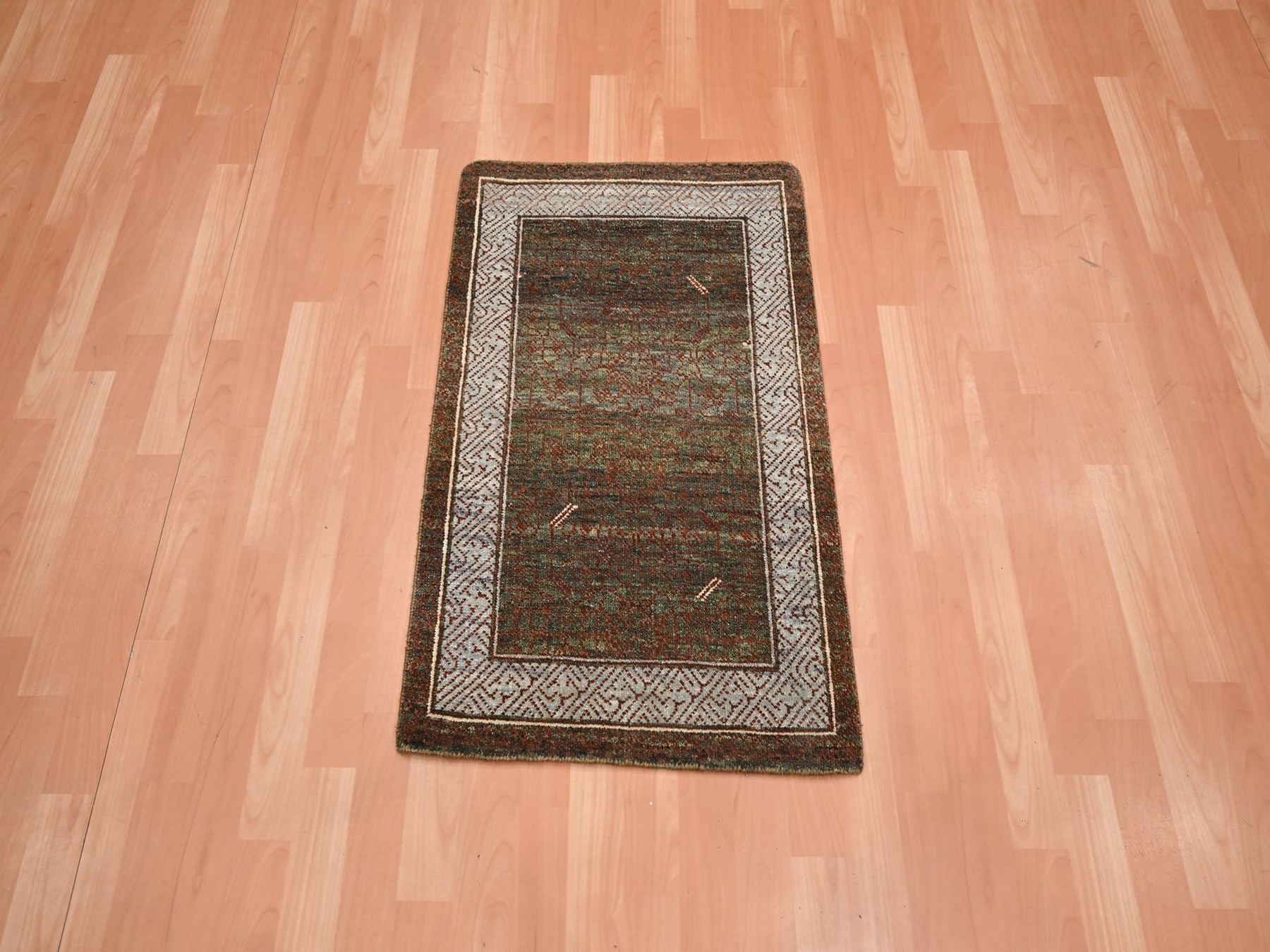 Brown 2'0" x 3'2" Khotan and Samarkand Hand knotted Wool Rug - Sku: O075904