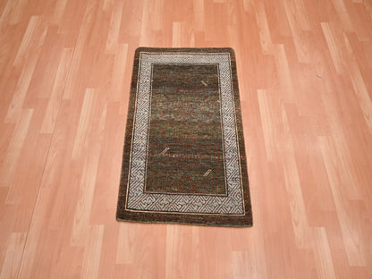 Brown 2'0" x 3'2" Khotan and Samarkand Hand knotted Wool Rug - Sku: O075904
