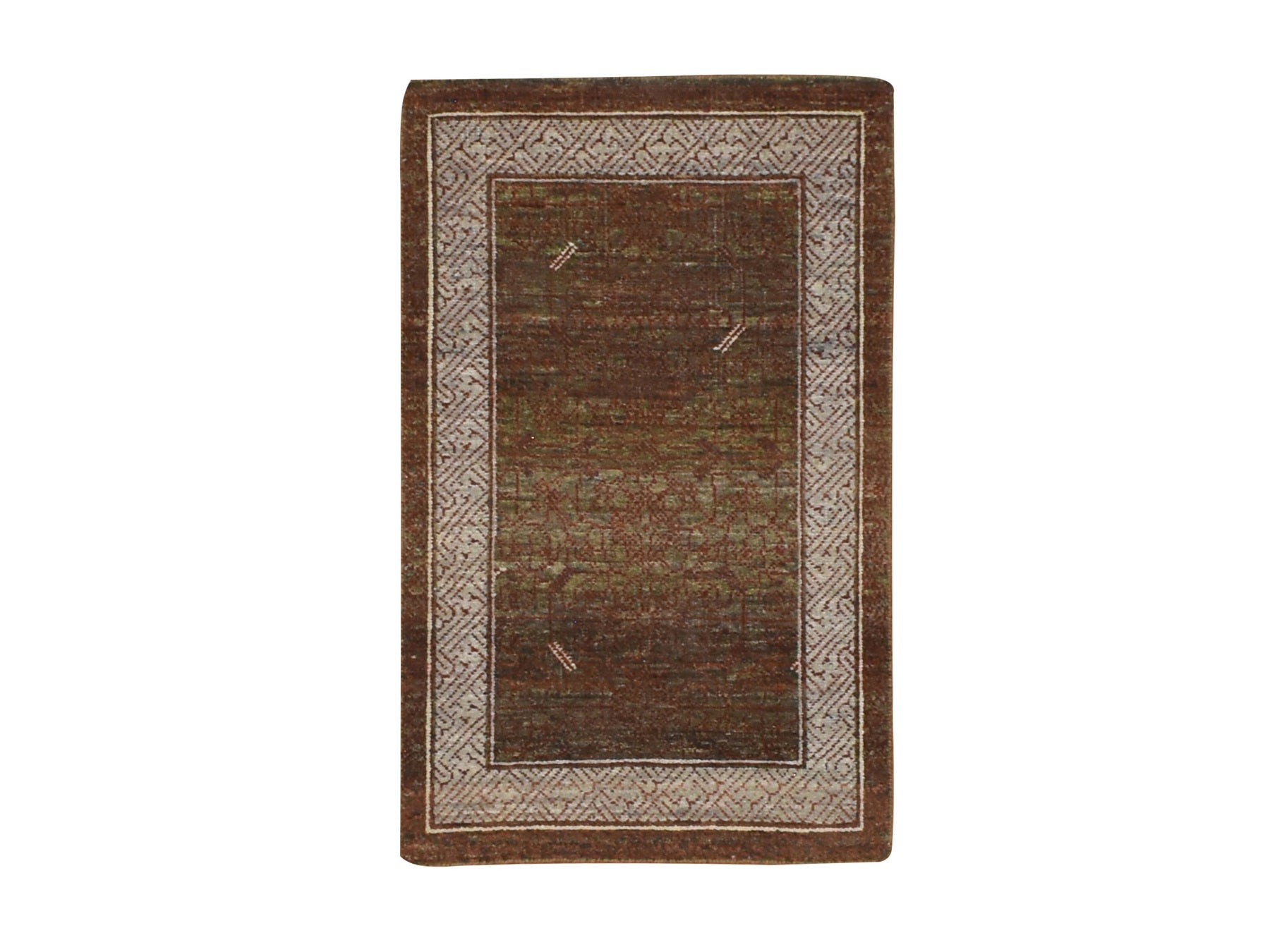 Brown 2'0" x 3'2" Khotan and Samarkand Hand knotted Wool Rug - Sku: O075905