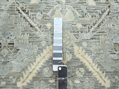 Oushak Oushak hand-knotted silk rug in Gray & Blue, 5'2" x 7'4" — SKU O075906 (view 4)