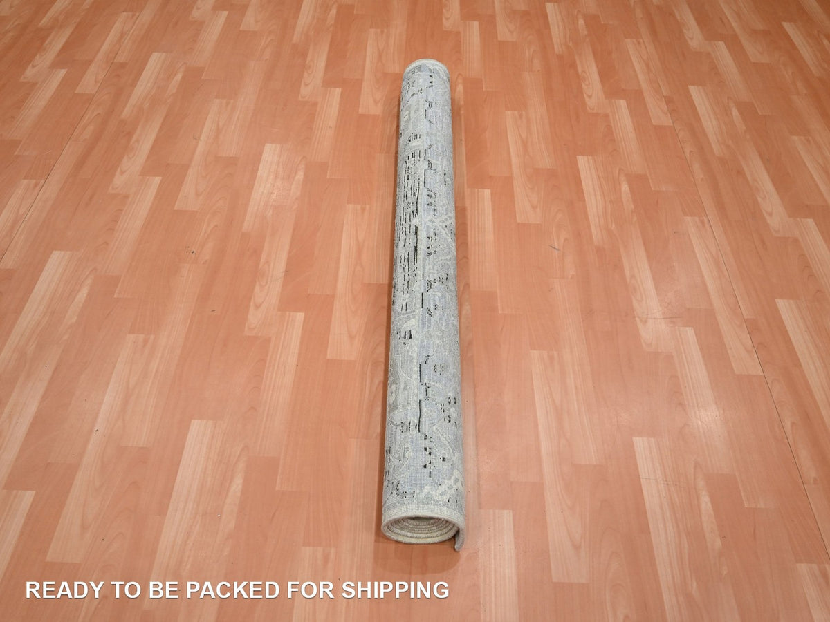 Oushak Oushak hand-knotted silk rug in Gray & Blue, 5'2" x 7'4" — SKU O075906 (view 5)