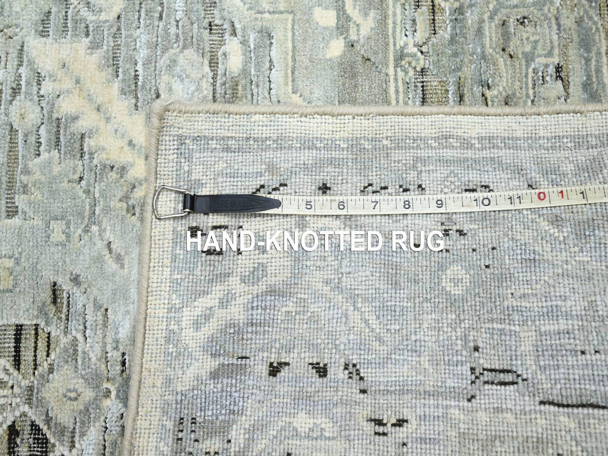 Oushak Oushak hand-knotted silk rug in Gray & Blue, 5'2" x 7'4" — SKU O075906 (view 7)