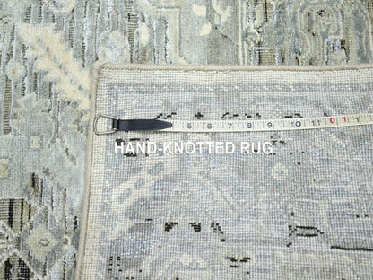 Oushak Oushak hand-knotted silk rug in Gray & Blue, 5'2" x 7'4" — SKU O075906 (view 7)