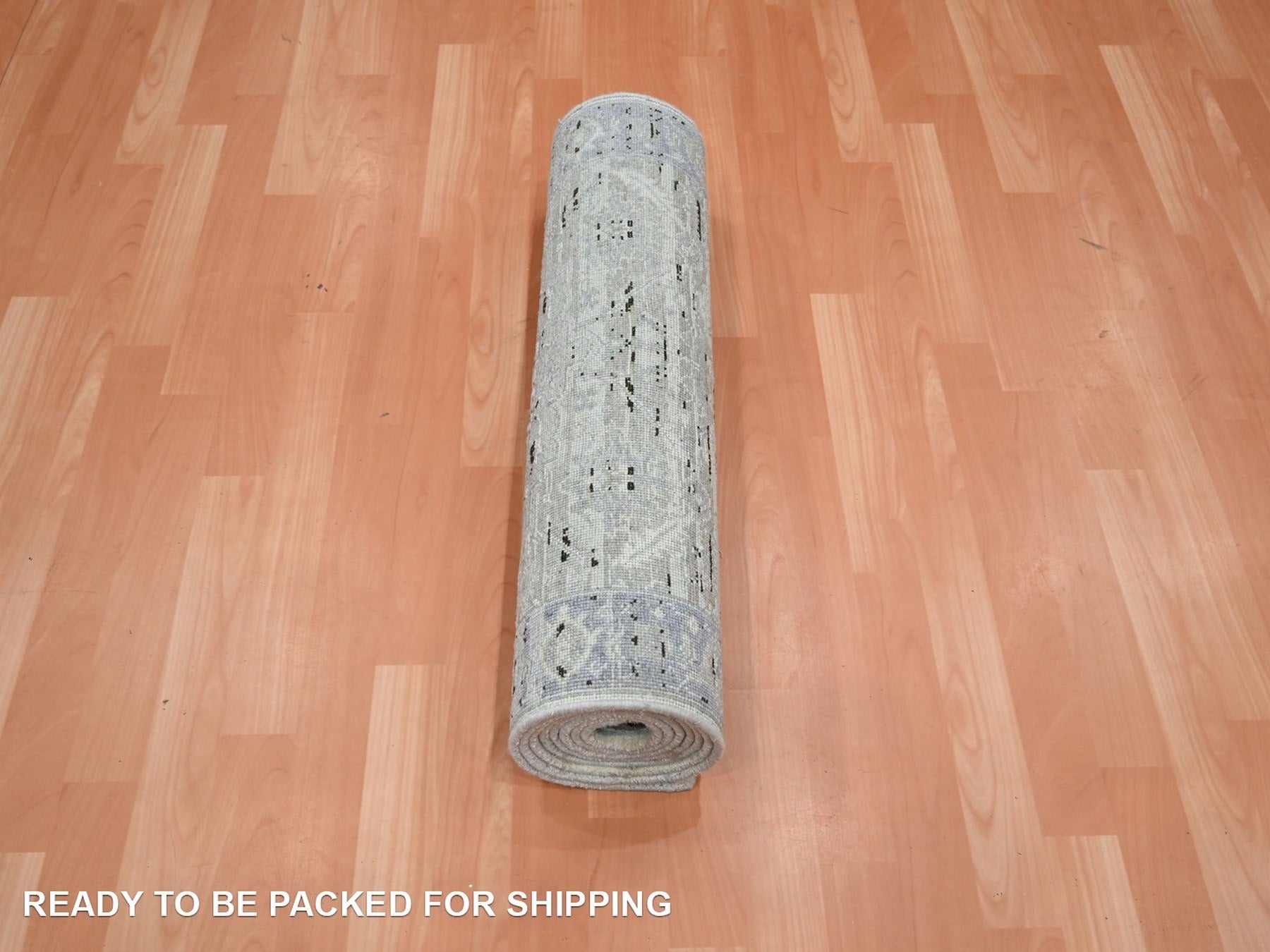 Oushak Oushak hand-knotted silk runner in Gray & Blue, 2'7" x 10'1" — SKU O075907 (view 5)