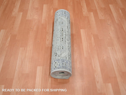 Oushak Oushak hand-knotted silk runner in Gray & Blue, 2'7" x 10'1" — SKU O075907 (view 5)