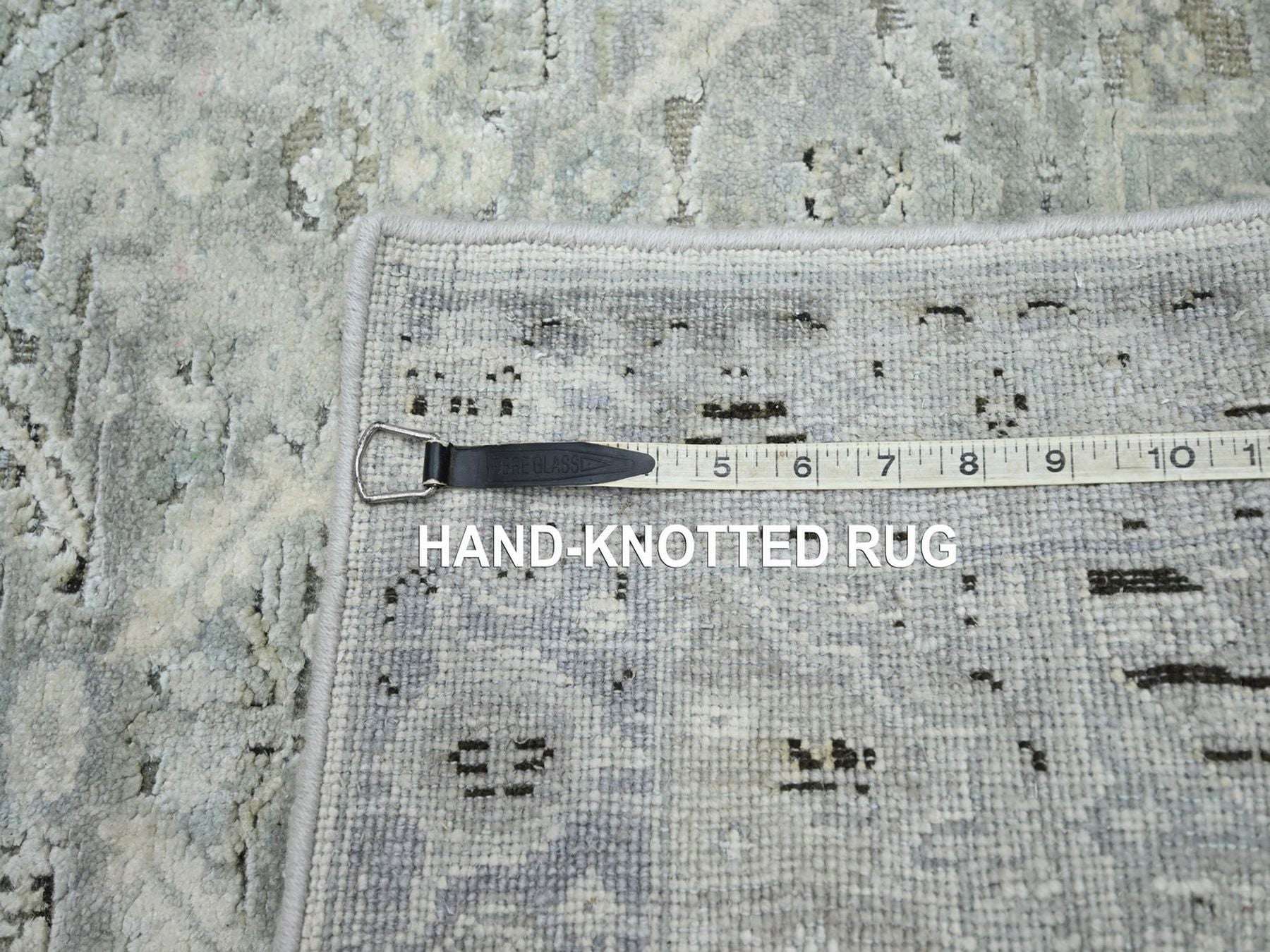 Oushak Oushak hand-knotted silk runner in Gray & Blue, 2'7" x 10'1" — SKU O075907 (view 7)