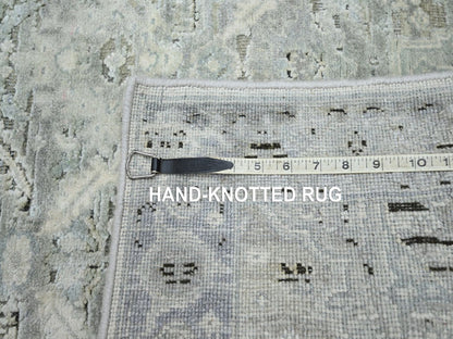 Oushak Oushak hand-knotted silk runner in Gray & Blue, 2'7" x 10'1" — SKU O075907 (view 7)