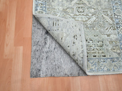 Oushak Oushak hand-knotted silk runner in Gray & Blue, 2'7" x 12' — SKU O075908 (view 3)