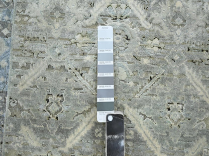 Oushak Oushak hand-knotted silk runner in Gray & Blue, 2'7" x 12' — SKU O075908 (view 4)