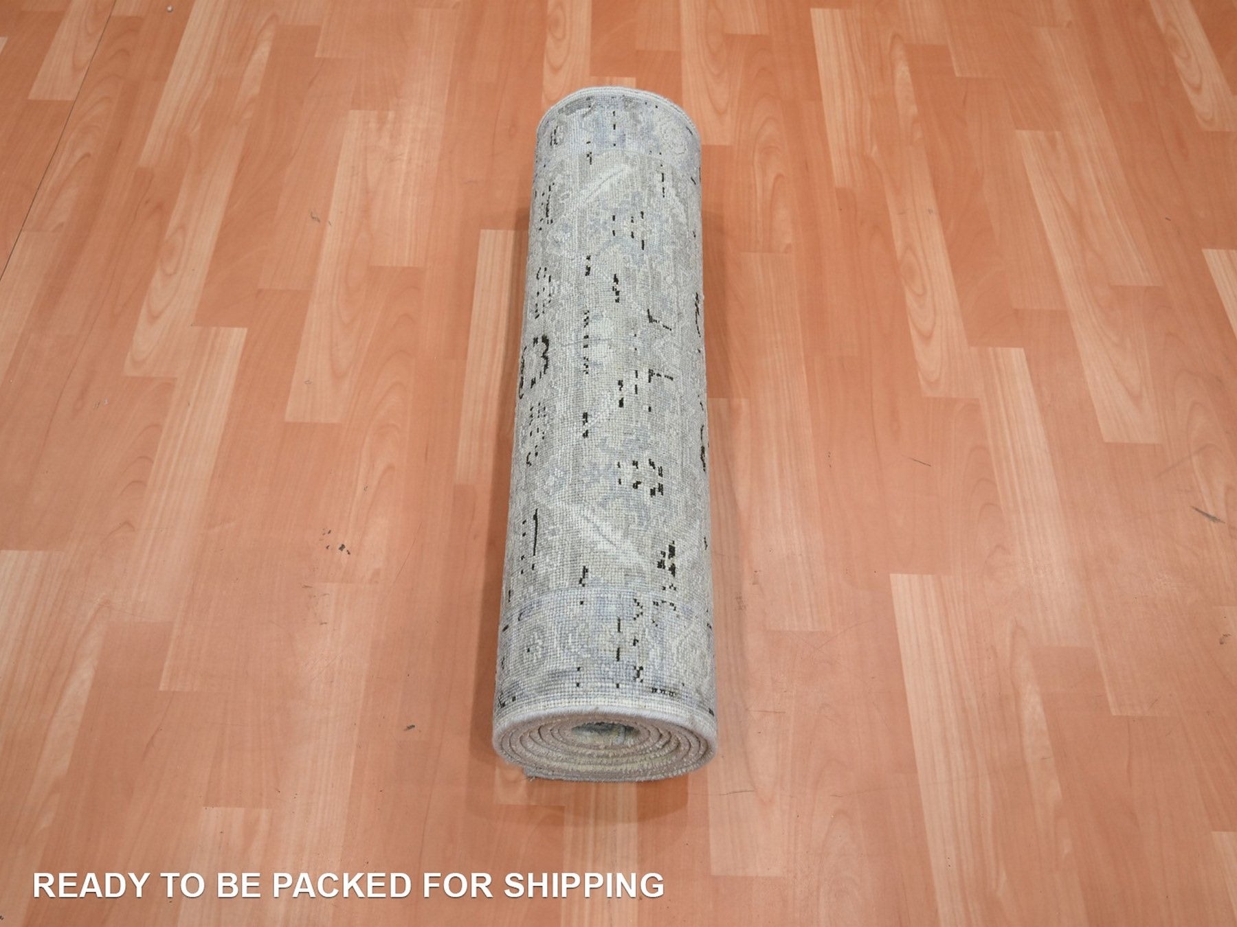 Oushak Oushak hand-knotted silk runner in Gray & Blue, 2'7" x 12' — SKU O075908 (view 5)