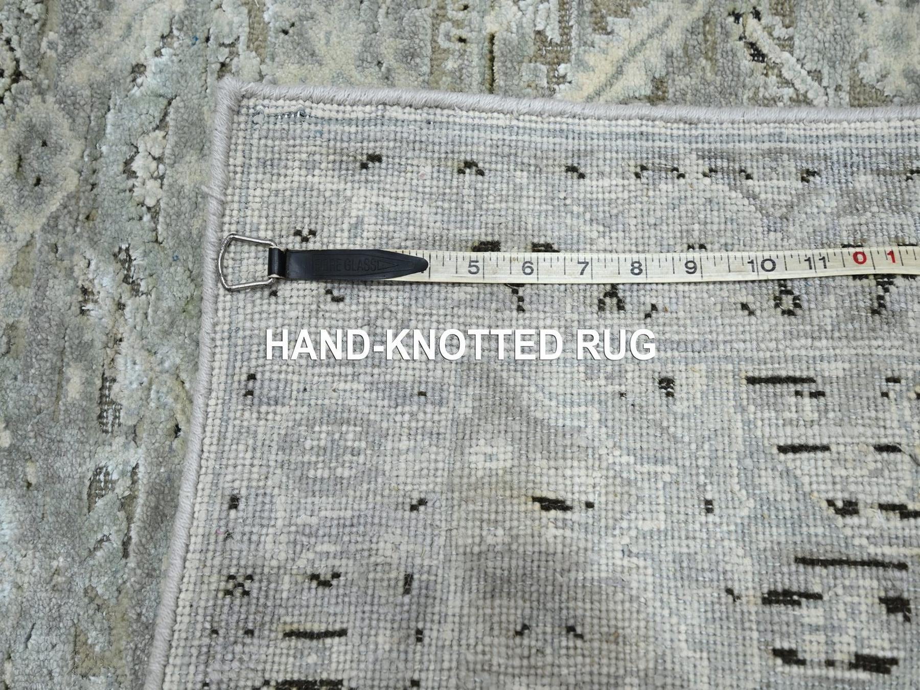 Oushak Oushak hand-knotted silk runner in Gray & Blue, 2'7" x 12' — SKU O075908 (view 7)