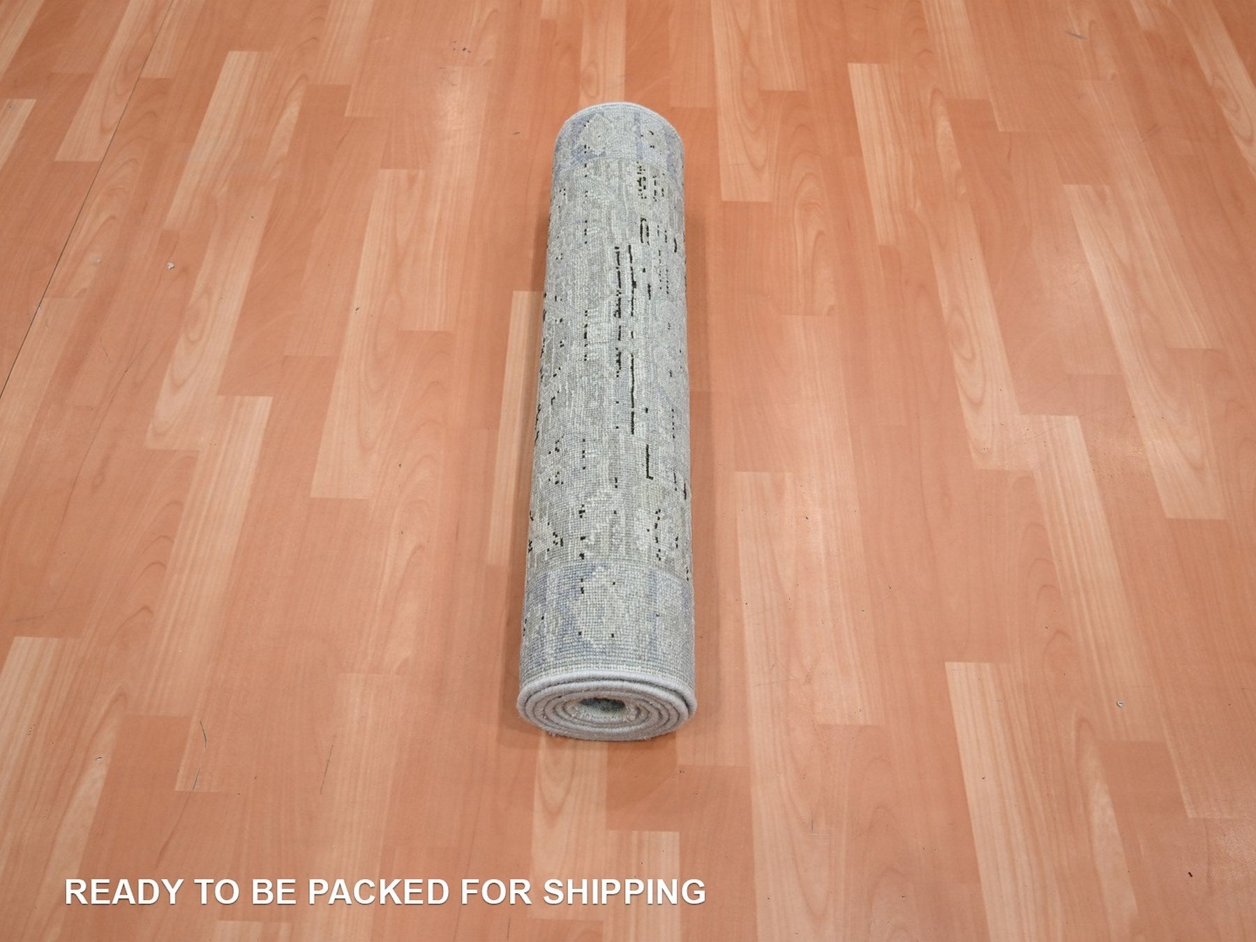 Oushak Oushak hand-knotted silk runner in Gray & Blue, 2'6" x 8' — SKU O075909 (view 5)