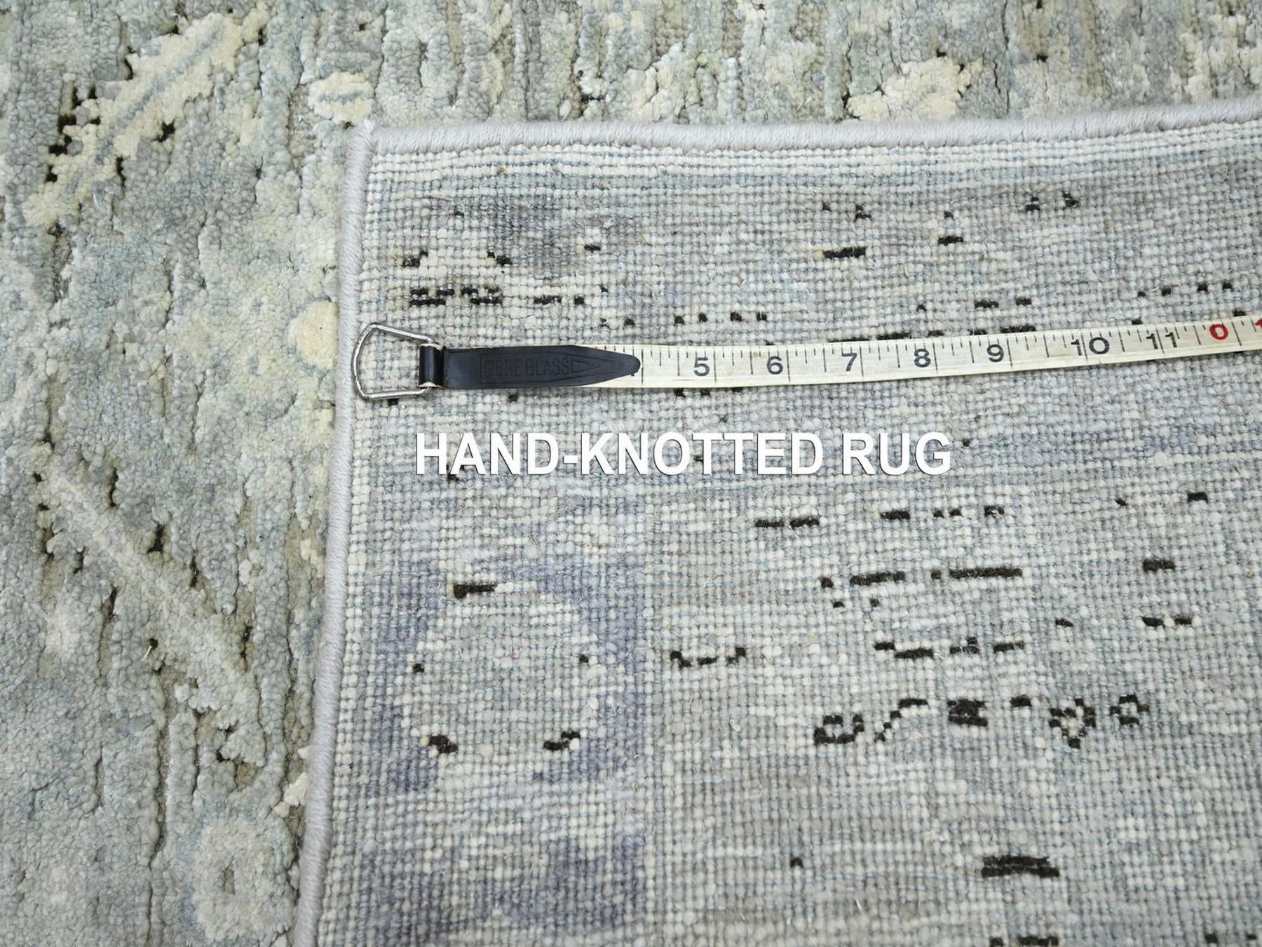 Oushak Oushak hand-knotted silk runner in Gray & Blue, 2'6" x 8' — SKU O075909 (view 7)