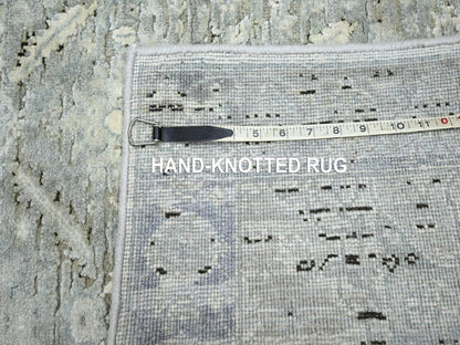 Oushak Oushak hand-knotted silk runner in Gray & Blue, 2'6" x 8' — SKU O075909 (view 7)