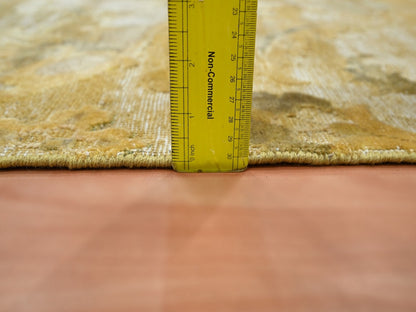 Silk hand-knotted silk rug in Yellow, 2' x 3' — SKU O075910 (view 3)