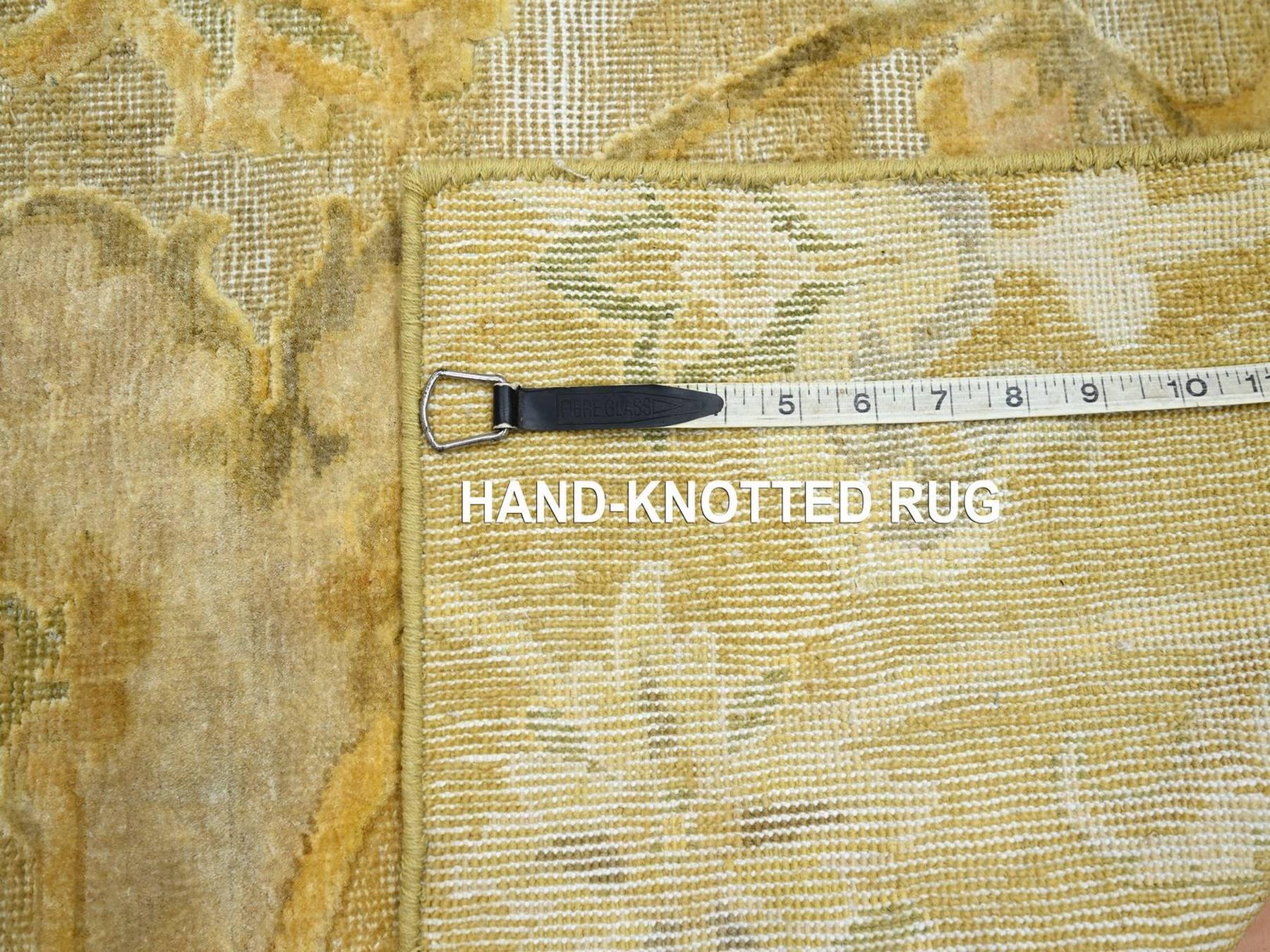 Silk hand-knotted silk rug in Yellow, 2' x 3' — SKU O075910 (view 4)