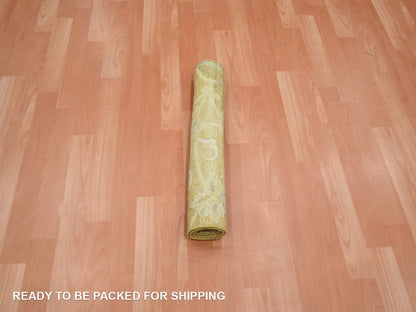 Silk hand-knotted silk rug in Yellow, 2' x 3' — SKU O075910 (view 5)