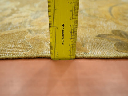 Yellow 2'0" x 3'0" Silk Hand knotted Silk Rug - Sku: O075911