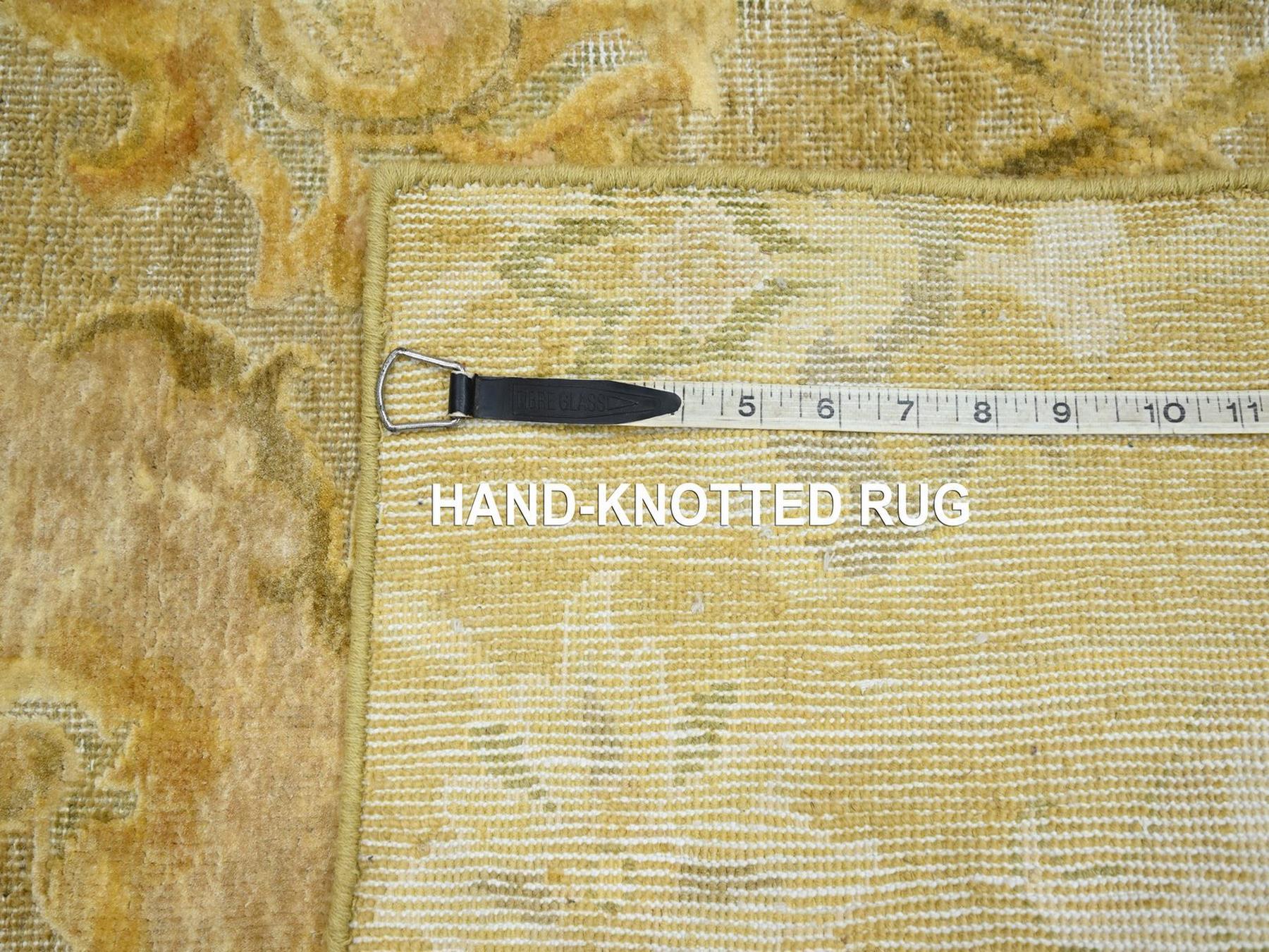 Silk hand-knotted silk rug in Yellow, 2' x 3' — SKU O075911 (view 4)