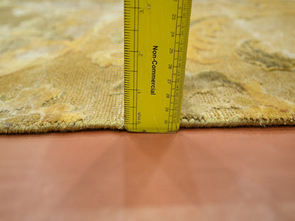 Silk hand-knotted silk rug in Yellow, 2' x 3' — SKU O075912 (view 3)