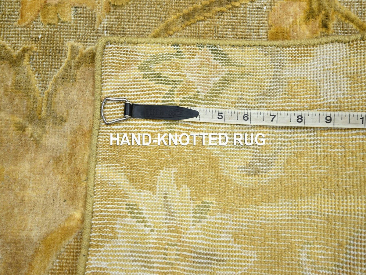 Silk hand-knotted silk rug in Yellow, 2' x 3' — SKU O075912 (view 4)