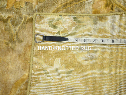 Silk hand-knotted silk rug in Yellow, 2' x 3' — SKU O075912 (view 4)