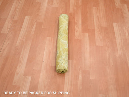 Silk hand-knotted silk rug in Yellow, 2' x 3' — SKU O075912 (view 5)