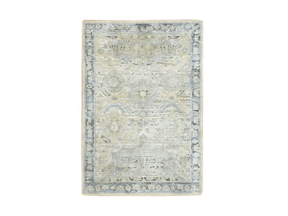 Oushak Oushak hand-knotted silk rug in Gray & Blue, 2' x 3' — SKU O075918